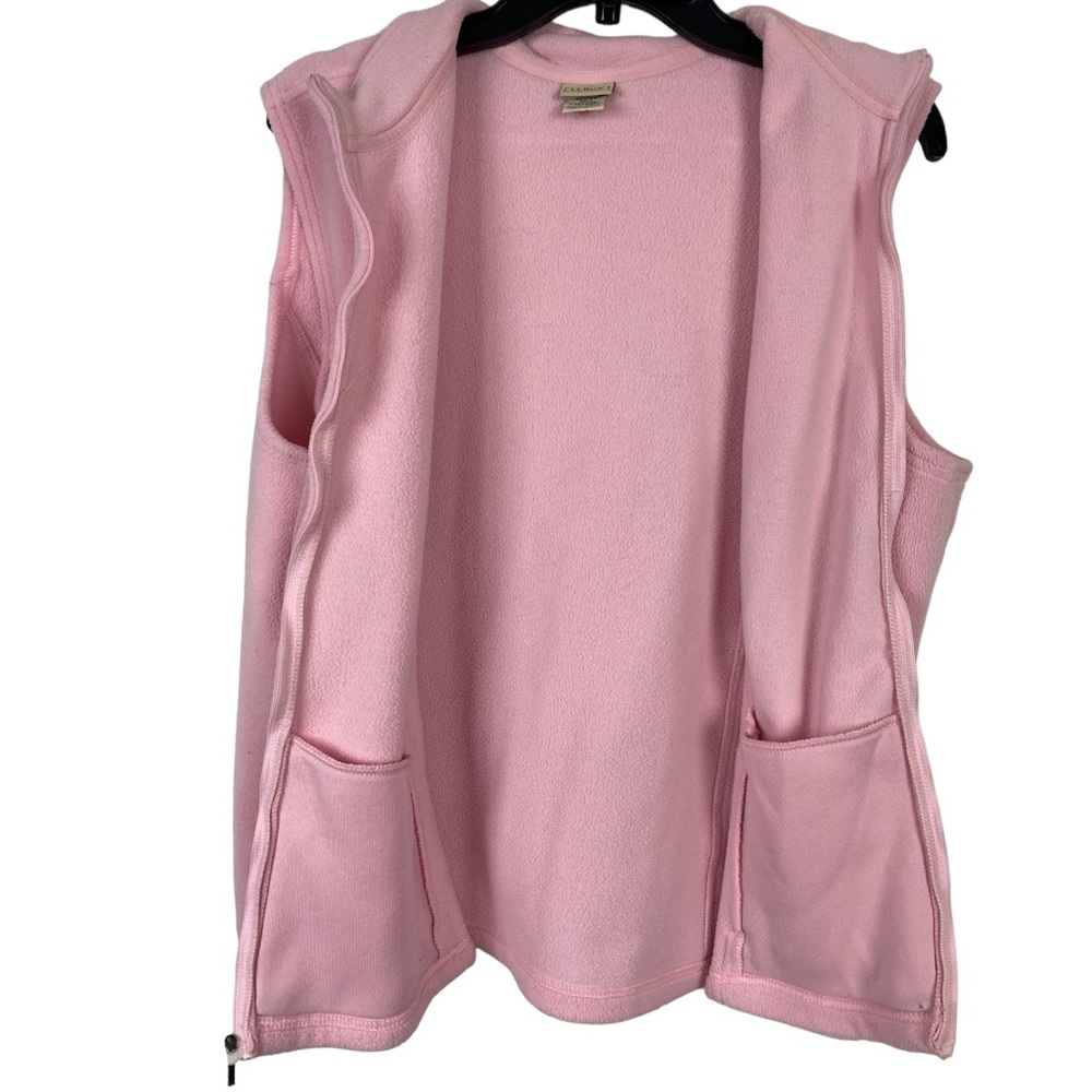 L.L.BEAN Women’s XL Pink Polartec Fleece ZIP Up Sleeveless Jacket Vest Pockets - Picture 3 of 11